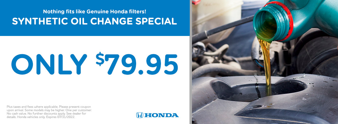 Synthetic Oil Change Special at Avery Greene Honda in Vallejo, CA