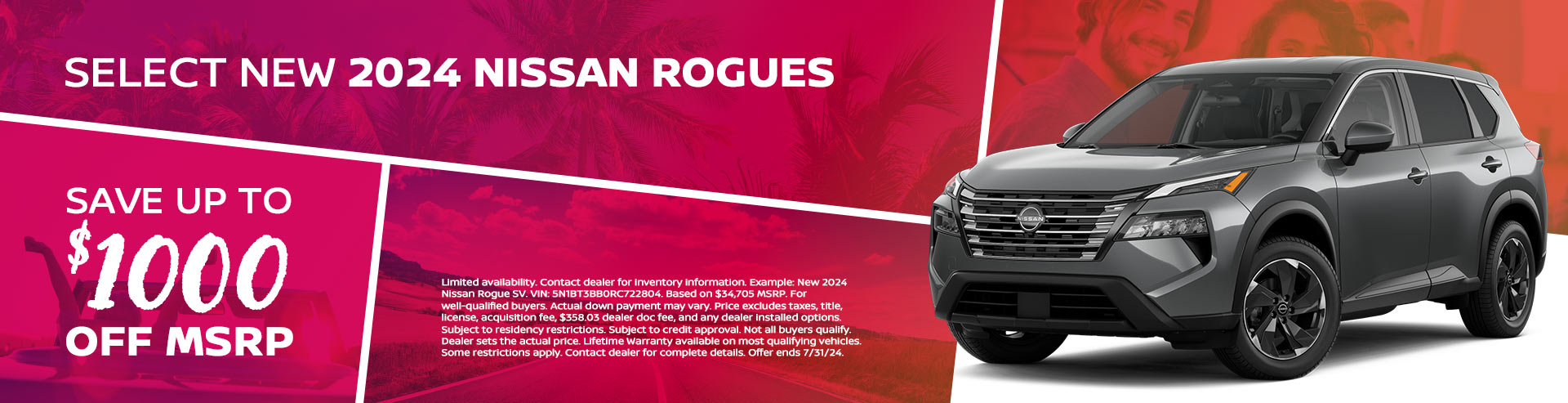 Save up to $1,000 off MSRP on select New 2024 Nissan Rogues