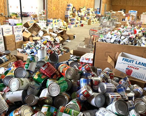 Warehouse of Food Drive Items