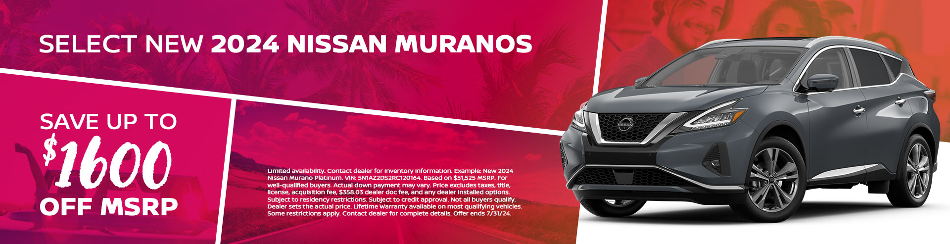 Save up to $1,600 off MSRP on select New 2024 Nissan Muranos