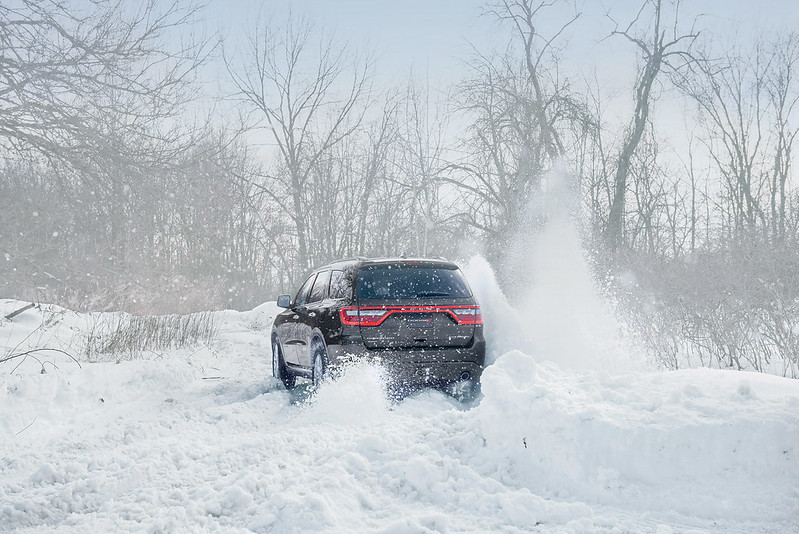 Dodge Durango driving through snow