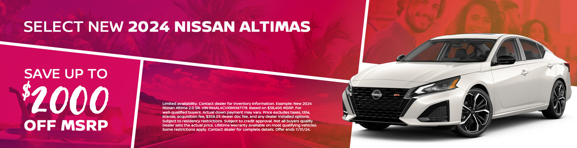 Save up to $2,000 off MSRP on select New 2024 Nissan Altimas