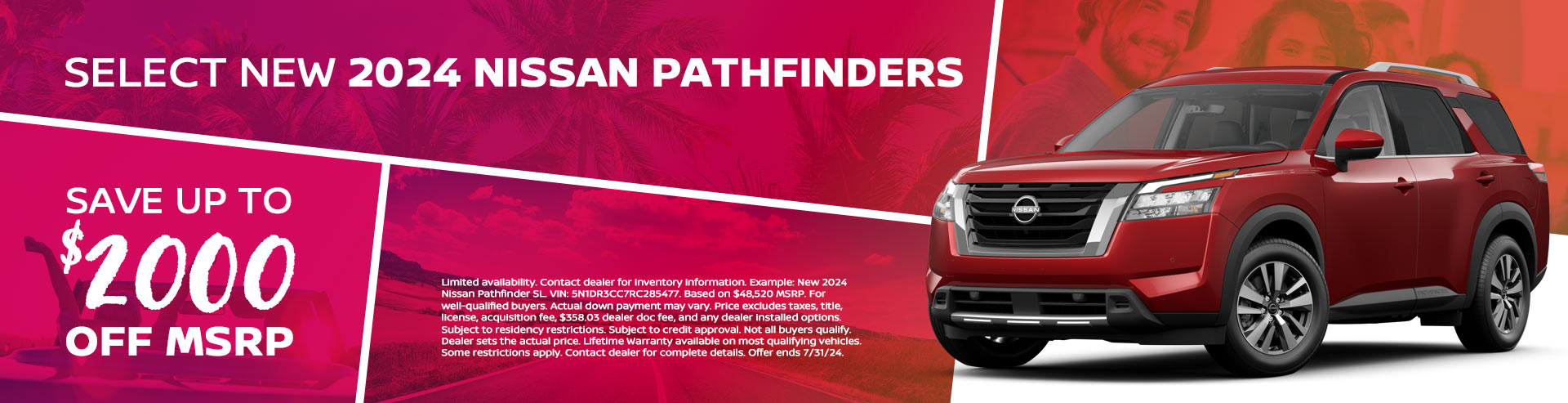 Save up to $2,000 off MSRP on select New 2024 Nissan Pathfinders