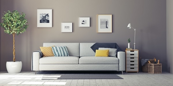 Room with couch and plant