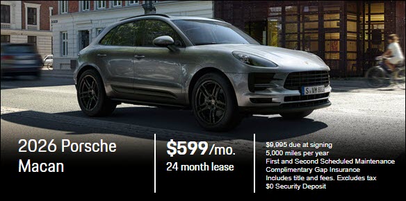 Special New 2026 Porsche Macan Lease