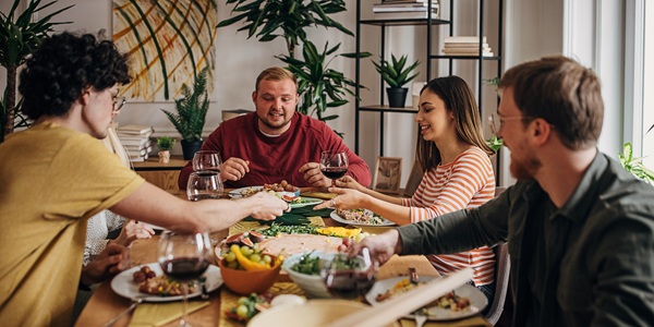 Group of friends having dinner