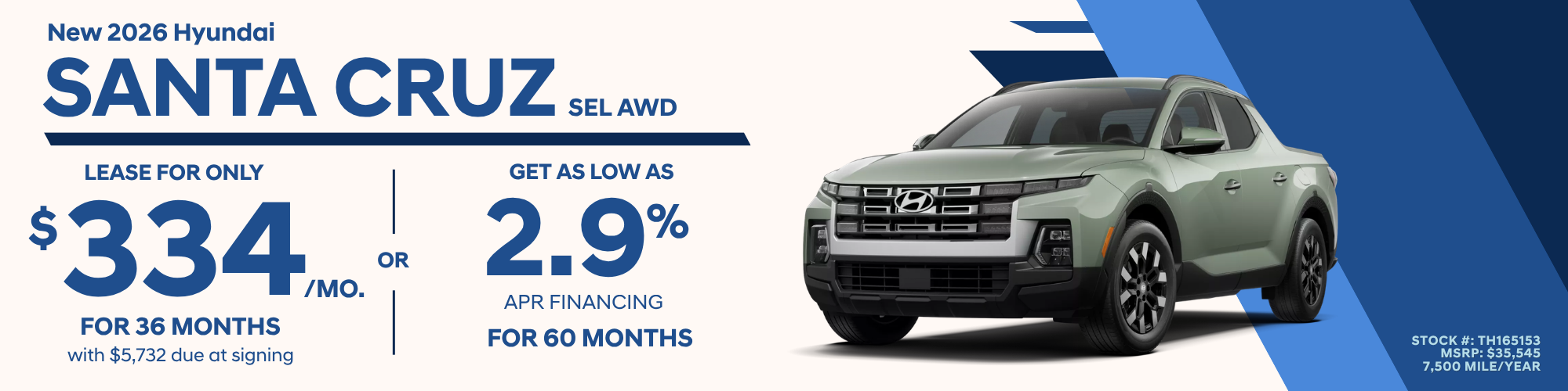 2026 Hyundai Santa Cruz SEL AWD Lease and Finance Offer, Toms River NJ