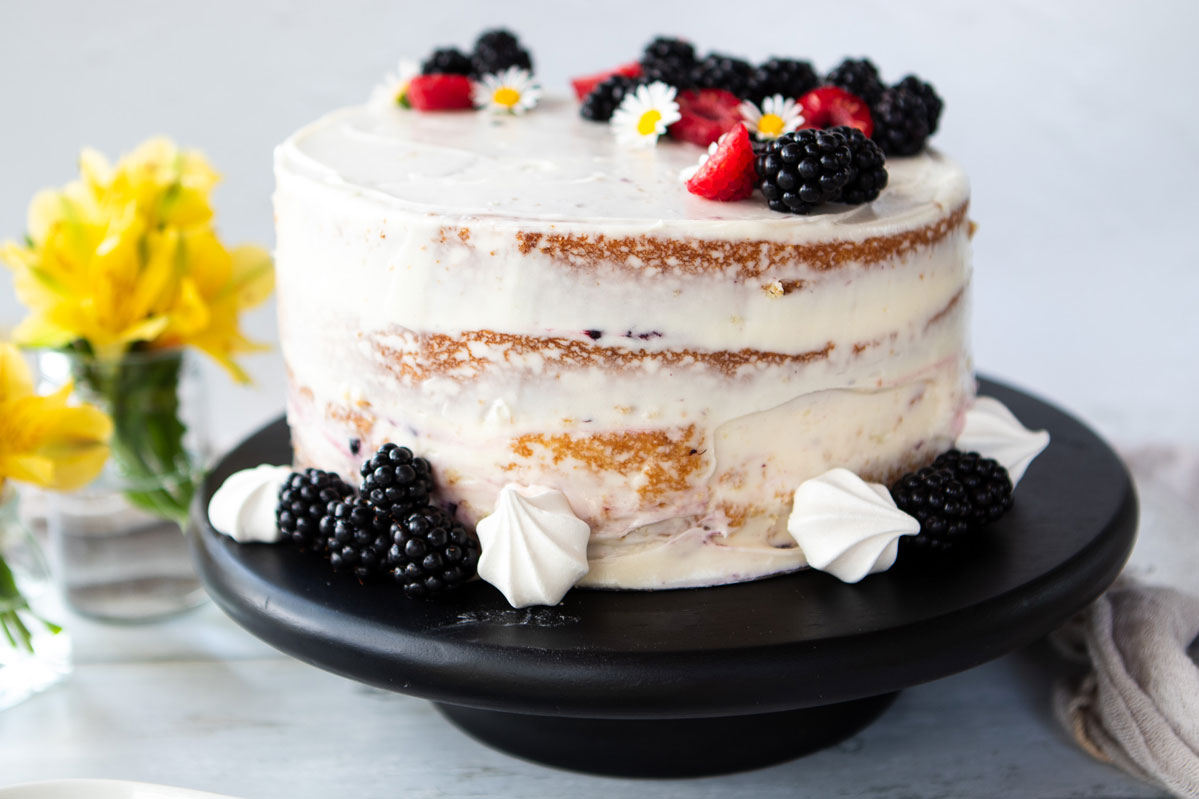Blackberry Lavender Naked Cake