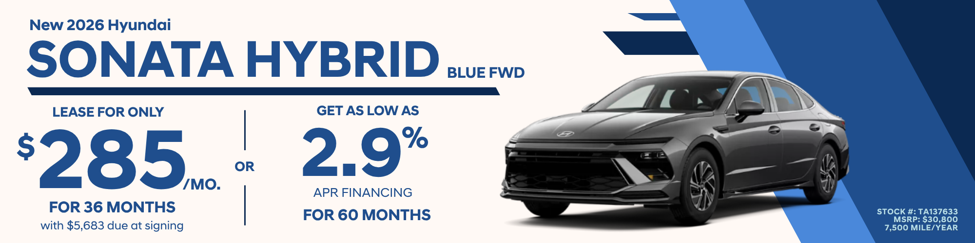 2026 Hyundai Sonata Hybrid Blue FWD Lease and Finance Offer, Toms River NJ