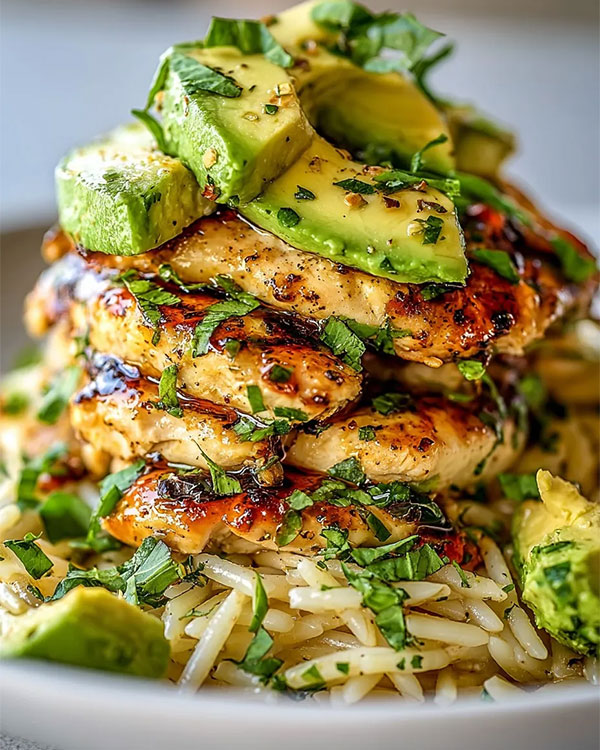 Honey Lime Chicken & Avocado Rice Stack