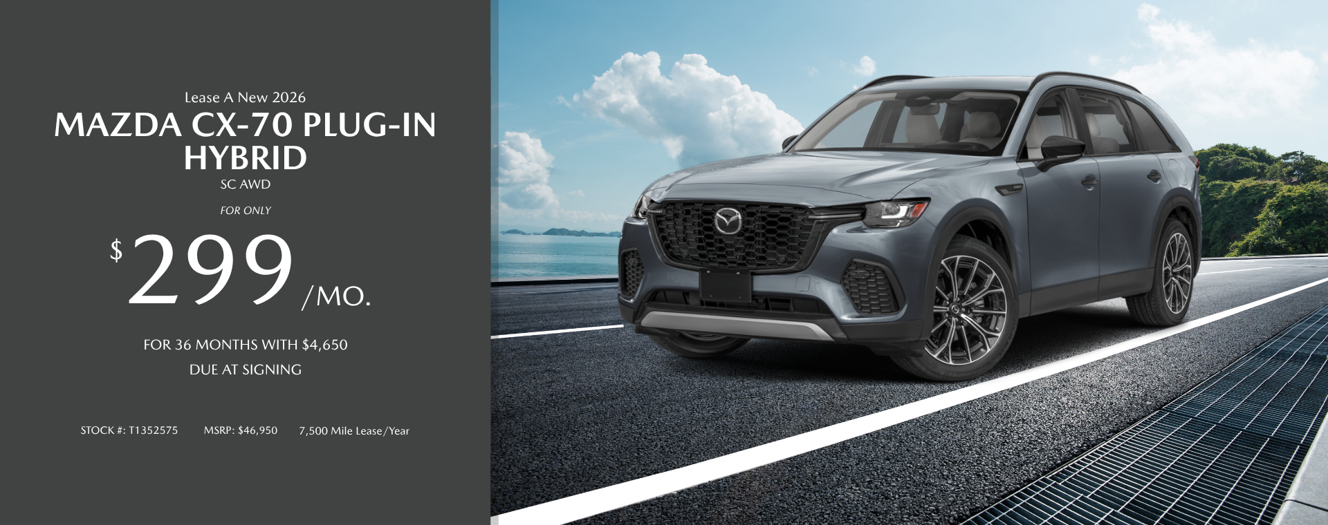 2026 Mazda Cx-70 Plug-in Hybrid SC AWD Lease and Finance Offer, Toms River NJ