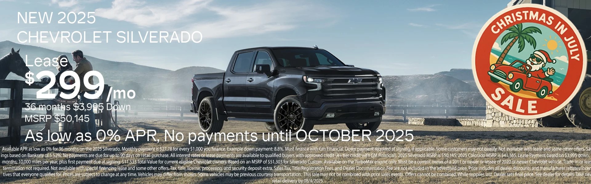 New 2025 Chevrolet Silverado | Lease for $299 per month, 36 months, $3,995 Down
