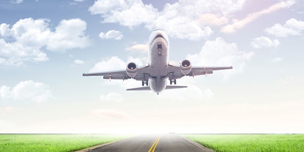 Plane landing at an airport