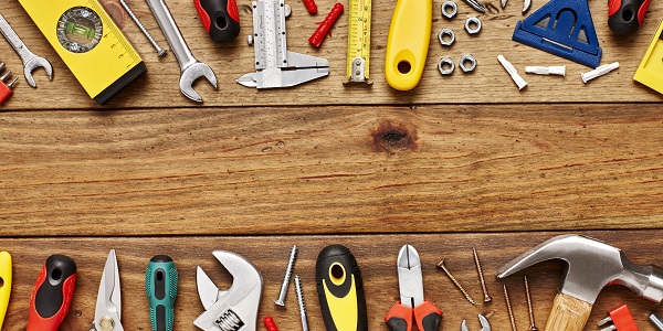 Tools on a wood surface