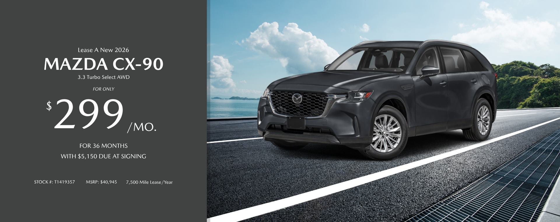 2026 Mazda CX-90 3.3 Turbo Select AWD Lease and Finance Offer, Toms River NJ