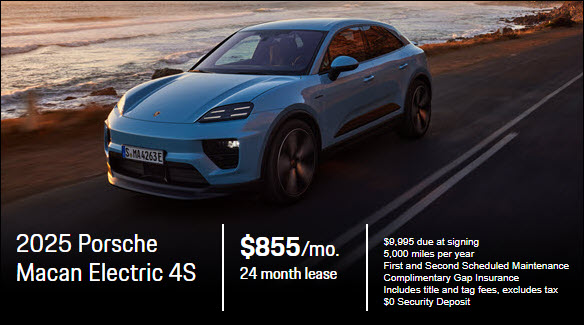 Special New 2025 Porsche Macan Electric Lease