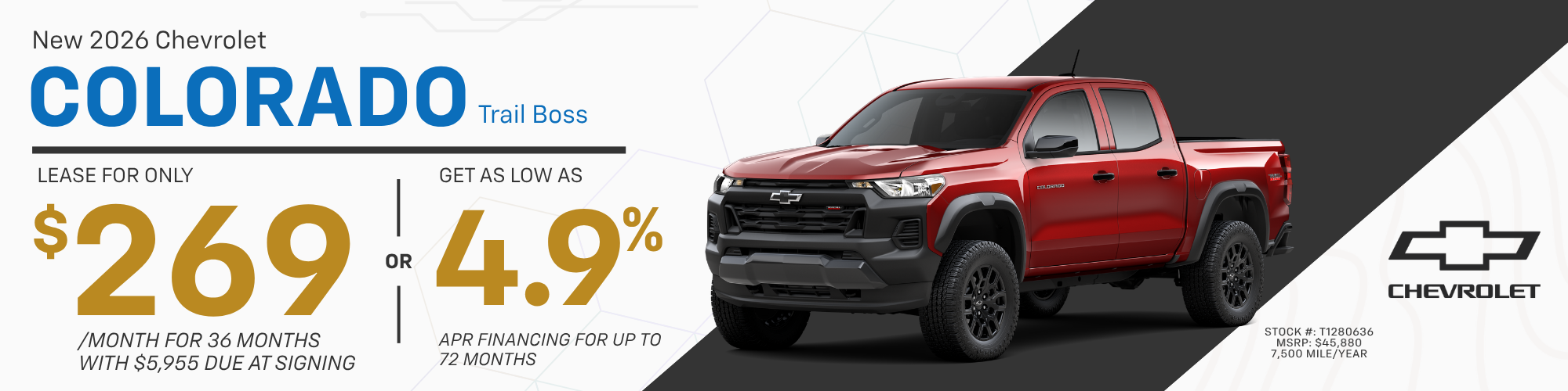 2026 Chevrolet Colorado Trail Boss 4WD Lease and Finance Offer, Toms River NJ