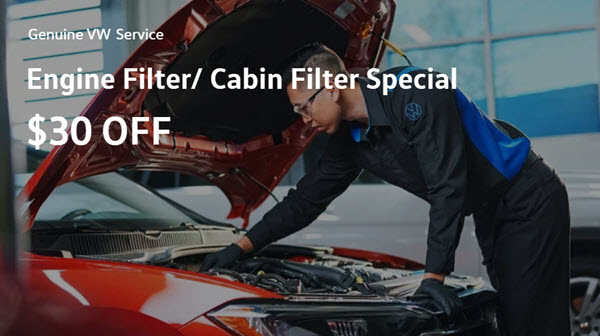 $30 Off Engine Filter/Cabin Filter Special