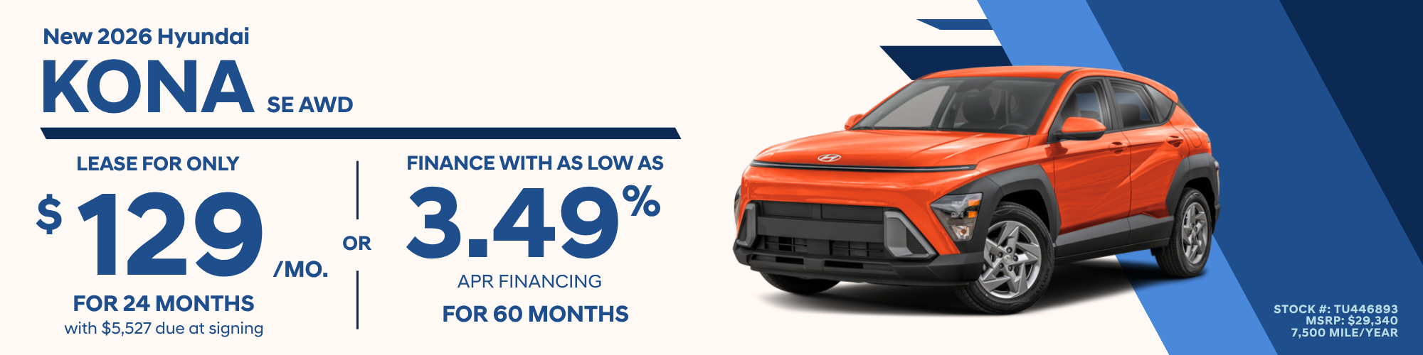 2026 Hyundai Kona SE AWD Lease and Finance Offer, Toms River NJ
